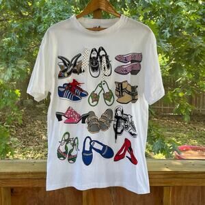 Ezl Vintage Women's 3D Shoes Tee White One Size. RARE!